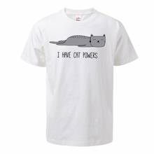 Engraçado desgin gatos t camisa para homem 2020 verão 100% algodão manga curta eu tenho gato power t masculino topos animal moda streetwear 2024 - compre barato