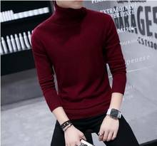 Men Pullovers Casual Turtleneck Sweater Autumn Winter Fashion Style Sweater Solid Slim Fit Knitwear Full Sleeve Coat 2024 - buy cheap