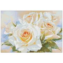 White rose flower patterns Counted Cross Stitch 11CT 14CT 18CT DIY Cross Stitch Kits Embroidery Needlework Sets home decor 2024 - buy cheap