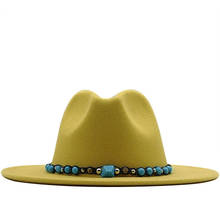 Новая шерстяная фетровая шляпа для женщин с широкими полями, Дамская твидовая белая кепка для джаза, женская элегантная зимняя шапка с изумрудным декором 2024 - купить недорого