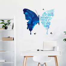 Pegatinas de mariposa azul creativas para pared, papel tapiz de decoración de fondo para dormitorio, sala de estar, sofá, pegatinas de palabras artísticas para el hogar 2024 - compra barato