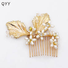 Bridal Wedding Hair Jewelry Flower Pearl Hair Comb Clip for Women Accessories Fashion Gold Color Leaf Bride Headpiece Gifts 2024 - buy cheap