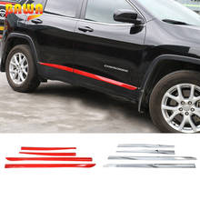 Bawa exterior molduras acessórios para jeep cherokee porta lateral tiras decorativas para jeep cherokee 2014 + estilo do carro 2024 - compre barato