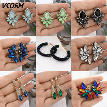 VCORM New Vintage Korean Crystal Dangle Earrings for Women 2019 Fashion Jewelry Statement Geometric Cubic Zirconia Drop Earrings 2024 - buy cheap