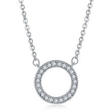 Colgante de círculo de relleno de oro blanco, joyería sencilla, pavé de circonita cúbica blanca de AAAAA, collar para mujeres huecas, regalo de boda para clavícula 2024 - compra barato