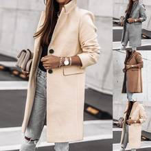 Women Winter Warm Long Sleeve Button Lapel Coat Mid-length Jacket Overcoat Cardigan 2024 - buy cheap