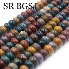 Free Shipping BGSJ 5x8mm Smooth  Rondelle Shape Natural Stone  Genuine Ocean Jasper Beads Strand 15" 2024 - buy cheap