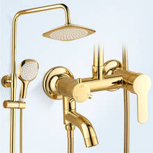 Gold shower set bathroom wall gold  shower mixer luxury bathroom gold wall shower mixer bathtub hot & cold tap 2024 - buy cheap