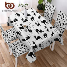 BeddingOutlet Cartoon Cats Tablecloth Waterproof Dinner Table Cloth Black and White Home Decoration Table Cover Washable Fashion 2024 - buy cheap