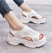 Women Platform Sandals Summer Mesh Breathable Slip on Casual Female Open-toe White 2020 Outdoor Beach Sandals Chunky Woman Shoes 2024 - buy cheap