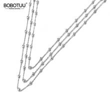 BOBOTUU-collar bohemio de acero inoxidable para mujer, Gargantilla con cuentas de tres capas, joyería de playa, colgante, BN19126 2024 - compra barato