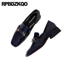 Женская дизайнерская обувь из натуральной кожи на резиновой подошве, роскошная обувь с квадратным носком на плоской подошве синего цвета, большие размеры, 2019 2024 - купить недорого