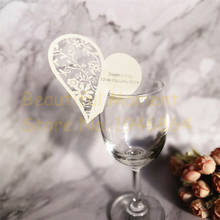 60X Lace Flower Wedding place cards,name place card love heart Wedding Favor, customized card wedding table mark wine glass card 2024 - buy cheap