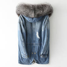 2020 Real Fox Fur Coat Women Parkas Mujer Fall Winter Denim Fur Jackets Streetwear Long Parka Manteau Femme Hiver KJ1007 2024 - buy cheap