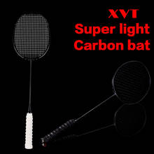 XVT профессиональная черная углеродная/полностью углеродная супер легкая ракетка для бадминтона с ручкой 2 шт./лот 2024 - купить недорого