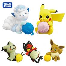 Экшн-фигурки TAKARA TOMY pokemon pikachu Gashapon Litten Mimikyu Eevee, игрушки для детей, 5 шт./компл. 2024 - купить недорого