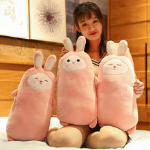 Pink Bunny Stuffed Bolster Toy Long Body Plush Rabbit Toy Squishy Animals Pillow Smile Sleeping Cute Kids Sleeping Friend 2024 - buy cheap