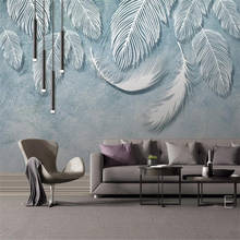 Customized Wallpaper 3d Mural American Modern Fashion Color White Feather Texture Art Background Wall Decoration Painting обои 2024 - buy cheap
