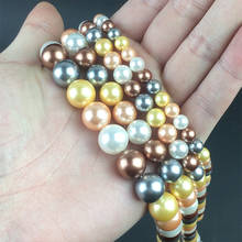 Cuentas de perlas de concha Natural, accesorios sueltos redondos para fabricación de joyas DIY, pulsera de 15 '', 6/8/10/12mm 2024 - compra barato