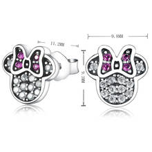 CUTEECO 2019 New Purple Zircon Cartoon Minnie Earrings for Women Sparkling Crystal Stud Earring Fashion Jewelry Pendientes 2024 - buy cheap