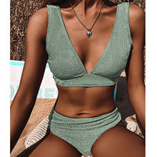 Women Leaves Print Bandage Bikini Set V-shape Sexy Push-up Brazilian Swimwear Beach Two Piece Swimsuit Biquine #GH 2024 - buy cheap