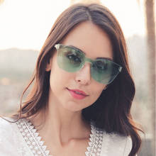 AOZE 2020 брендовые дизайнерские цельные солнцезащитные очки без оправы кошачьи глаза Модные солнцезащитные очки для женщин очки для вождения zonnebril dames 2024 - купить недорого