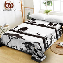 BeddingOutlet Elephant Flat Sheet African Animal Bed Linen Giraffe Deer Bed Sheet Trees Bedclothes Twin Full Queen King 1-Piece 2024 - buy cheap