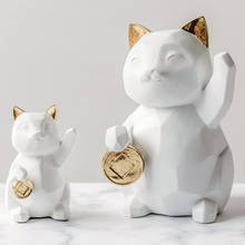 Decoração criativa da sorte gato para casa acessórios miniatura modelo enfeites miniatura acabamento de exibição de mesa bonecos figuras de animais presentes 2024 - compre barato