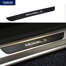 Car Pedal Door Sill Decorative Protection Sticker for Tesla Model 3 Car Styling Carbon Fiber Grain Sticker 2024 - buy cheap