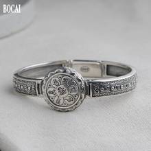 BOCAI-pulsera de plata S925 sólida para hombre, brazalete de plata tailandesa, patrón de nube favorable, vajra, mantra de seis caracteres para hombre 2024 - compra barato