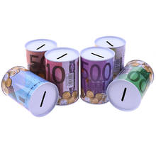 Euro Dollar Metal Cylinder Piggy Bank Saving Money Box Home Decoration 2024 - buy cheap