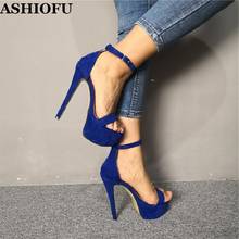 ASHIOFU-Sandalias de tacón alto de plataforma para mujer, zapatos de vestir hechos a mano con fotos reales, correa de hebilla, Sexy, para fiesta, baile de noche, a la moda 2024 - compra barato