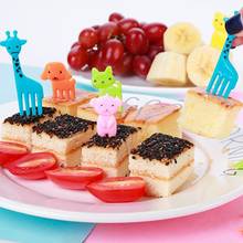 Tenedor de fruta de granja de animales, Mini pastel de dibujos animados para aperitivos, postre, comida, palillo de dientes, almuerzo Bento, decoración de fiesta, Color aleatorio 2024 - compra barato