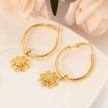 Earrings For Women Fashion Jewelry Gold Color african  Arab  Earrings Body Jewelry Flower Pendant as  women  girls  kids Gift 2024 - buy cheap