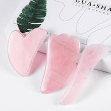 Kit de cuidados faciais gua sha com quartzo rosa, conjunto de 3 peças de caixa de presente para cuidados com a pele, massagem de spa com pedras preciosas originais para cura, desintoxicação e raspagem de pele 2024 - compre barato