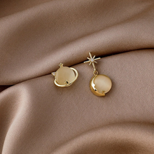 2021 Wholesale South Korea Fashion Asymmetric Opal Planet Earrings Lady Sterling Small Simple Earrings for Women Jewelry 2024 - buy cheap