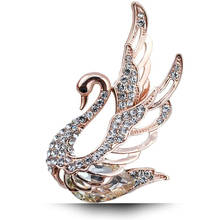Classic 3 Colors Fashion Crystal Swan Brooches Pins Jewelry For Women Golden Elegant Animal Brooches 2024 - buy cheap
