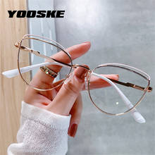 Yooske anti luz azul óculos de bloqueio quadro moda gato olho óculos computador óculos de metal óptica primavera pernas 2024 - compre barato
