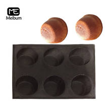 Meibum-Molde de silicona porosa negra de 6 cavidades, molde Eclair para pan de forma redonda, bandeja para moños de hamburguesa, utensilios antiadherentes para hornear 2024 - compra barato