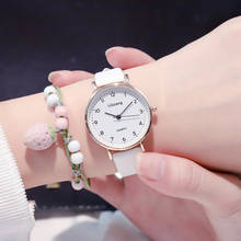 Relógio feminino pulseira de couro, relógio de pulso feminino branco quartzo 2021 ulzzang 2024 - compre barato