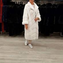 TOPFUR 2021 Fashion White Coat Long Real Fur Coat Women Winter Natural Mink Fur Coat With Fur Collar Loose Clothing Lapel Collar 2024 - buy cheap
