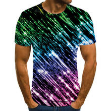 T-shirts 3d para homem e mulher 3d impresso psychedelic t-shirts colorido luz das estrelas brilhando starlight crianças 2024 - compre barato