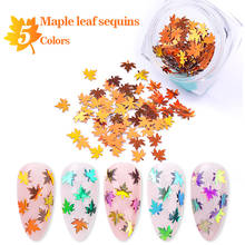 1 Box Sparkling Maple Leaves Nail Sequins Paillette  Nail Glitter 3D Flakes Slices Fall Nail Art Decoration Tips 2024 - buy cheap