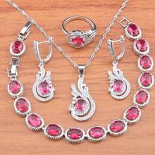 2020 New Silver Plated Wedding Jewelry Sets For Women Costume With Red Crystal Earrings And Bracelet Sets JS0722 2024 - buy cheap