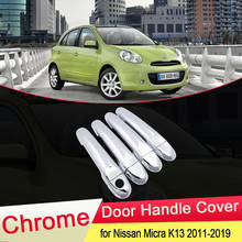 for Nissan Micra K13 Renault Puls 2011~2019 Chrome Door Handle Cover Exterior Trim Car Stickers Accessories 2012 2013 2014 2015 2024 - buy cheap