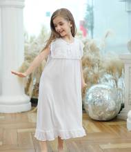 Bebê meninas rendas retalhos camisola crianças babados princesa vestido de dormir crianças arco algodão homecclothes longo pijamas ws1708 2024 - compre barato