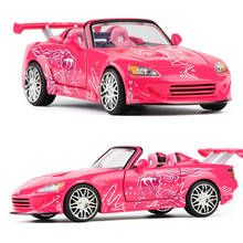 1/24 rápido 8 f8 honda s2000 rosa conversível modelo de carro, simulação de liga metálica fundida, veículo para presente colecionável lembrança 2024 - compre barato