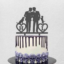 Personalized Gay Wedding Cake Topper Custom First Alphabet of Name Man and Man Wedding For Gay Wedding Cake Decoration Topper 2024 - buy cheap