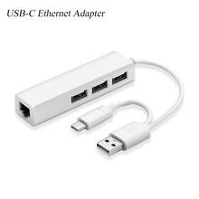 Adaptador Ethernet tipo C 3 USB C Hub naar Ethernet Lan RJ45 Netwerkkaart Gigabit Internet voor Macbook pro Air tipo C Hub 2024 - compra barato