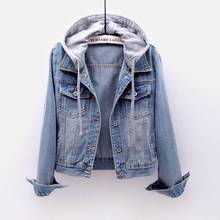 Women Denim Jeans Coat Jackets Hooded Autumn Spring Washed denim Jean Jacket Short Tops Vintage Long Sleeve 2024 - buy cheap